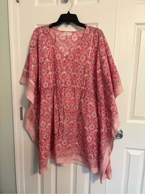 Women's Pink Floral Print Caftan Dress -